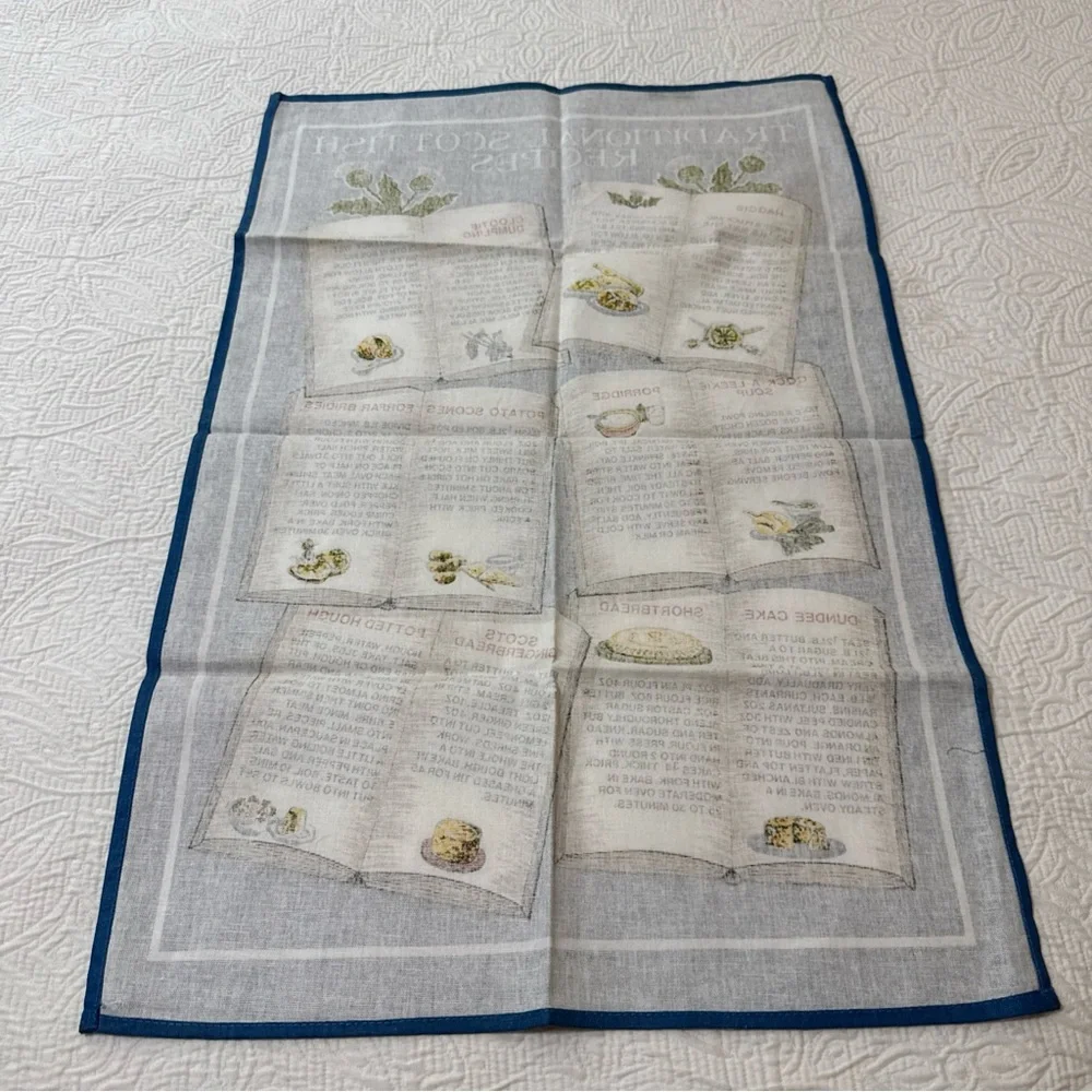 VTG (4) GLEN APPIN, Etc, Linen Cotton Tea Towel SCOTLAND Recipe‎ Whisky Assorted